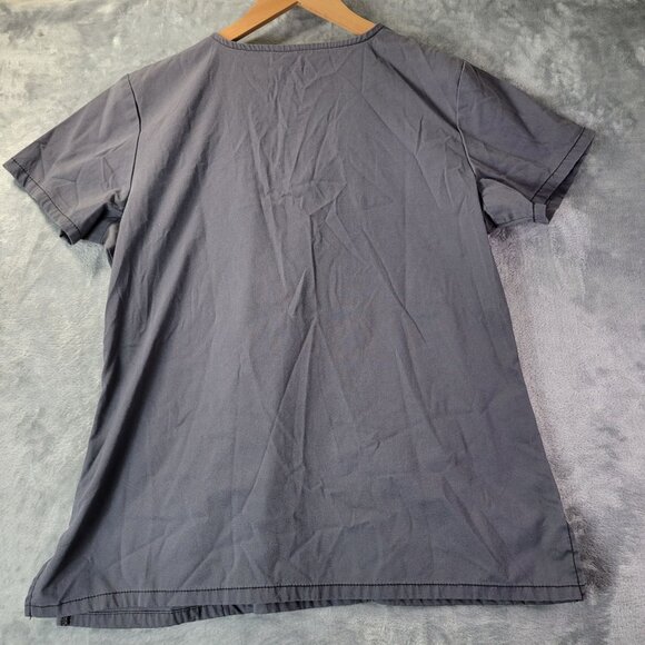 Code Happy Womens M Scrub Top Gray Short Sleeve Pockets Workwear Nursing Medical - Picture 12 of 13